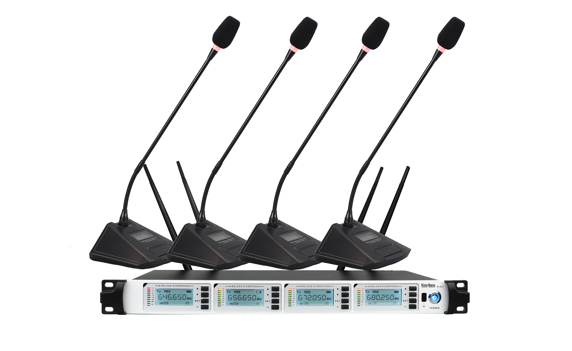 UHF一拖四(红外对频)无线麦克风M-824